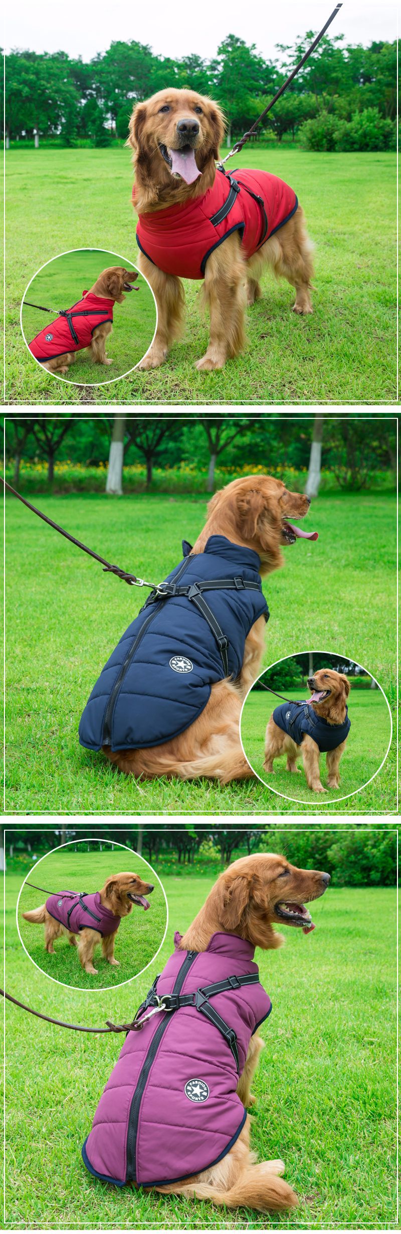 Reflective Large Dog Clothes Cold- Waterproof