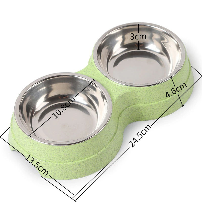 Double Pet Bowls Dog Stainless Steel
