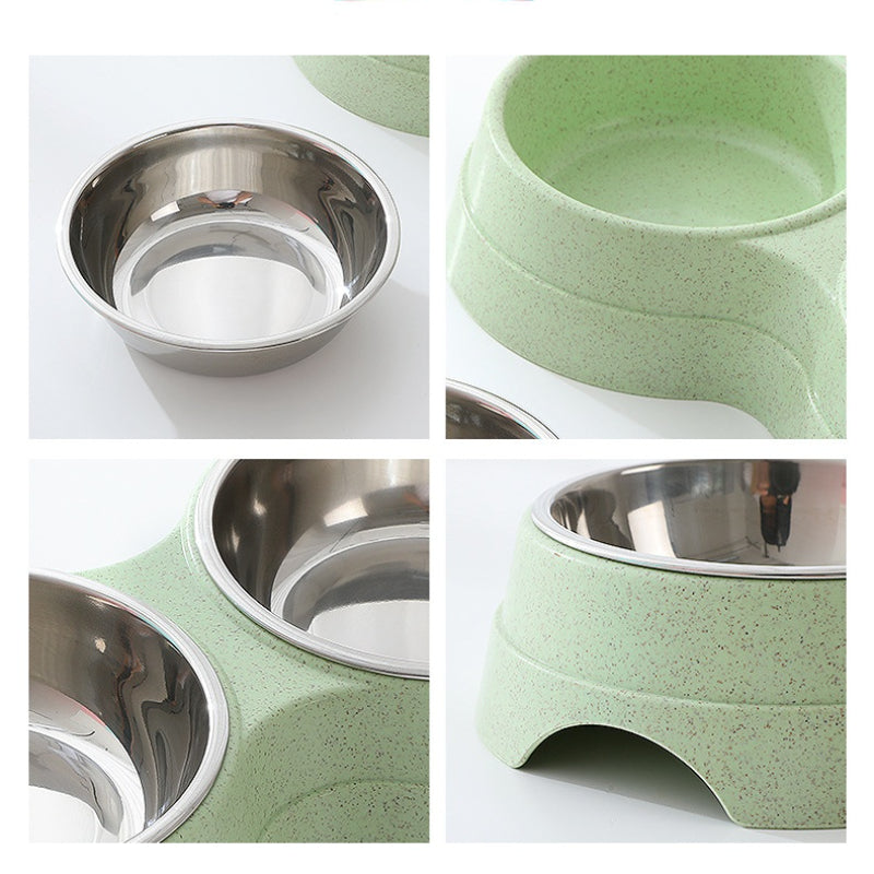 Double Pet Bowls Dog Stainless Steel