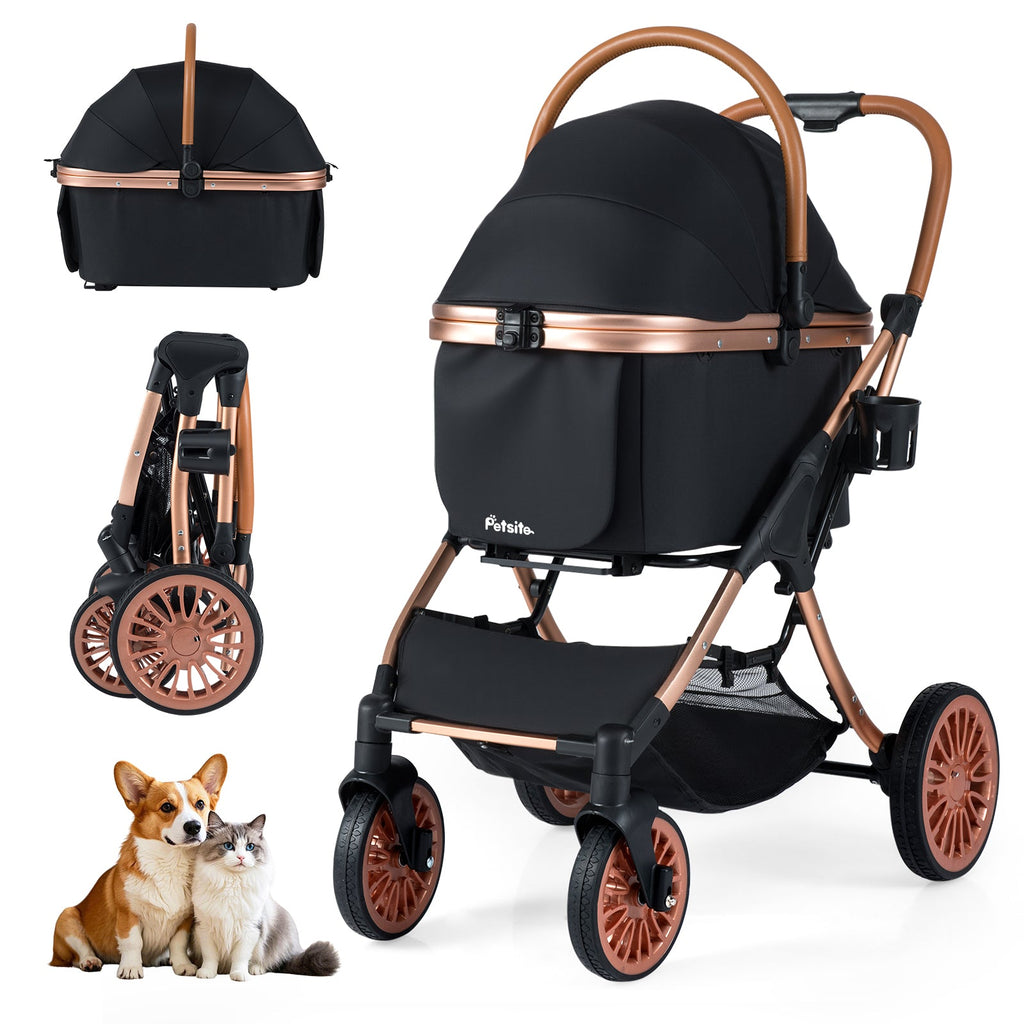 Pet Stroller with Sun Shade and Safety Belt