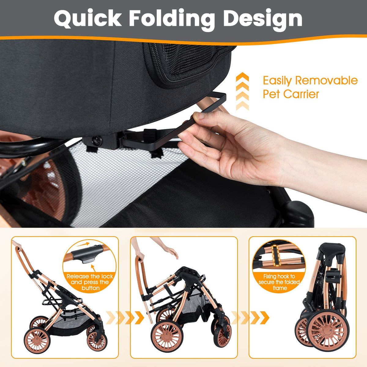 Pet Stroller with Sun Shade and Safety Belt
