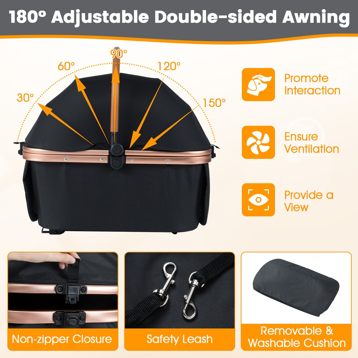 Pet Stroller with Sun Shade and Safety Belt