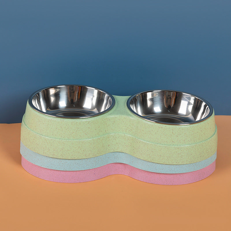Double Pet Bowls Dog Stainless Steel