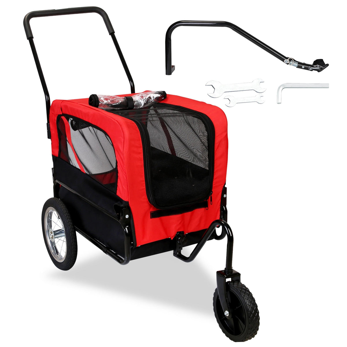 Pet Bike Trailer And Stroller with Canopy Bicycle Carrier
